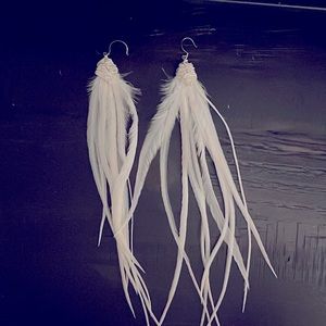 White feather earrings